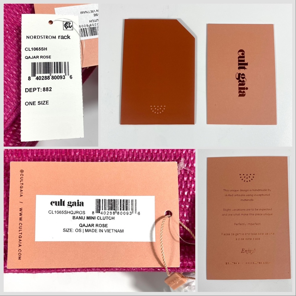 *SOLD* NWT Cult Gaia Banu Mini Fringe Clutch Qajar Rose - Picture 16 of 16